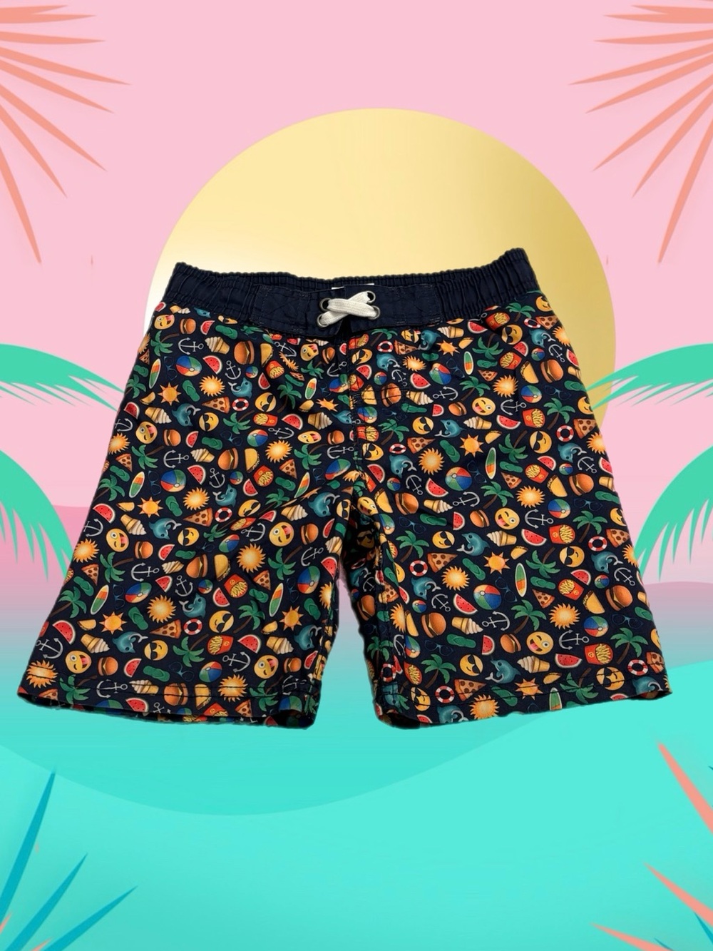 IML Boys Swim Trunks XS Emoji Beach Surf Pineapple Navy Board Shorts